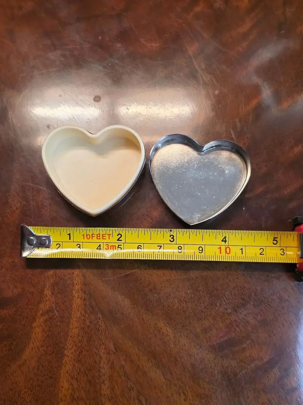 Vintage Silver-Tone Metal Heart-Shaped Trinket Box